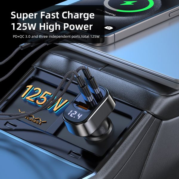 شارژر فندکی سریع خودرو Vyvylabs Rapid Energy Display 125W – ۳ پورت (۲×Type-C + ۱×USB-A) - تصویر 6