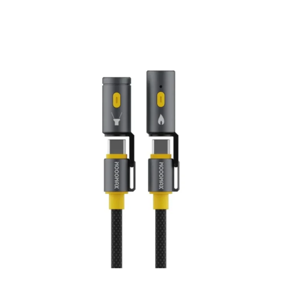 کابل شارژ ۴ در ۱ مدل Hornet با توان ۲۴۰ وات، چراغ LED و فندک حرارتی